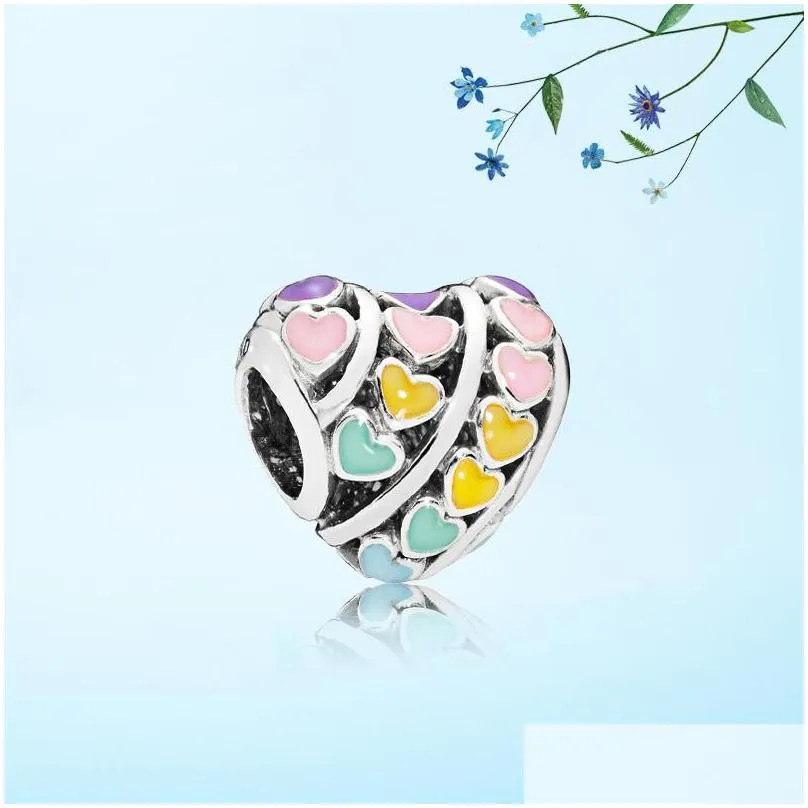 authentic 925 sterling silver color enamel love heart charms original box for pandora beads charms bracelet jewelry making