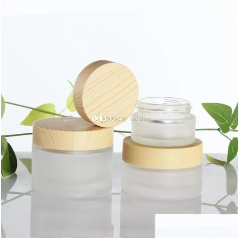 20g 30g 50g imitated wood lid frosted glass bottle cream jars empty cosmetic jar lotion spray pump container 30ml 40ml 60ml 80ml 100ml