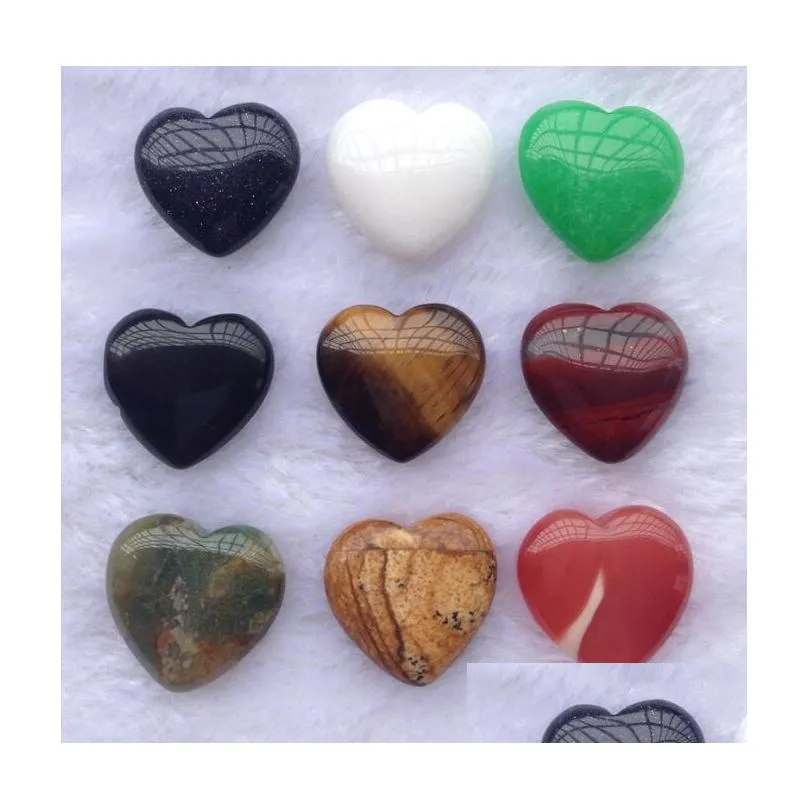 20mm love heart shaped crystal natural stone healing crystals stones valentine day ornaments multi colour jewelry