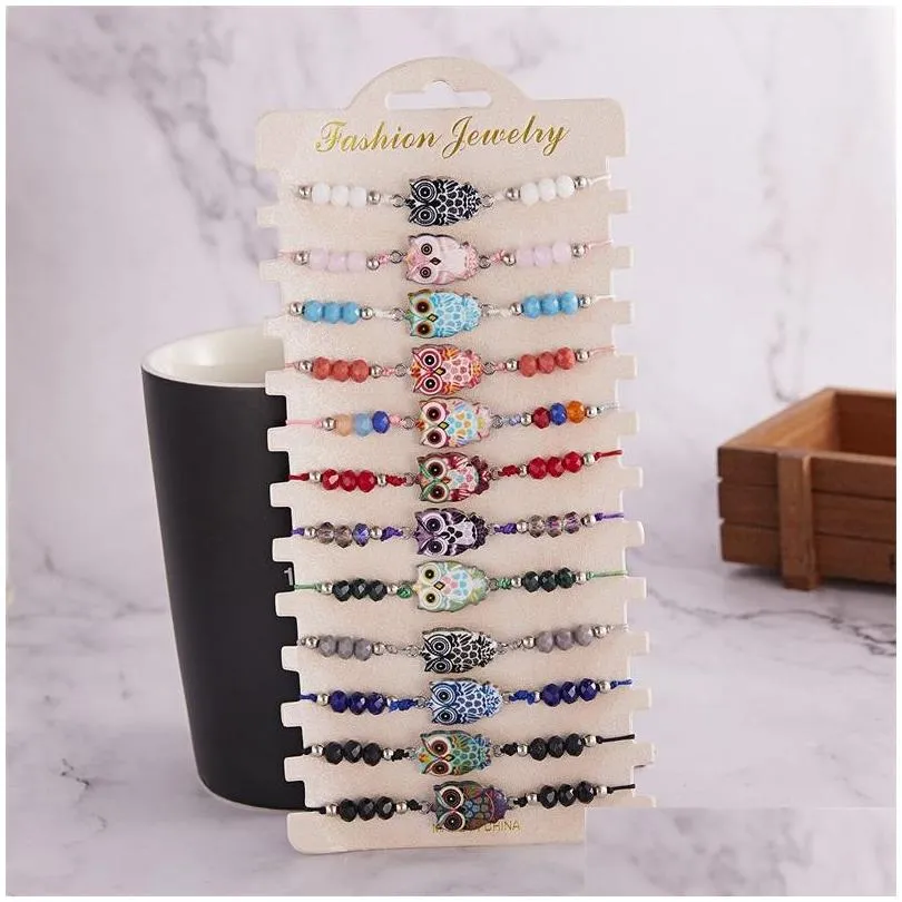 charm bracelets 12pcs/set turkey blue evil eye bracelet women handmade woven rope chain crystal beads girl birthday party jewelry gift