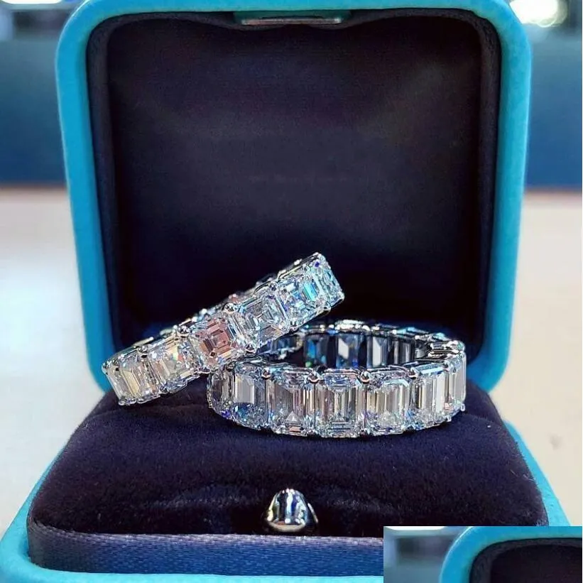choucong brand unique wedding rings fashion jewelry 925 sterling silver princess cut white topaz cz diamond gemstones eternity women engagement band ring