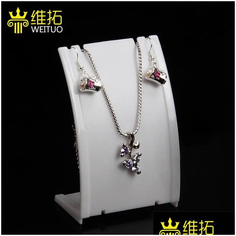  jewelry display stand black white clear mini size plastic neck bust pendant necklace stand earring holder set stand rack 2264
