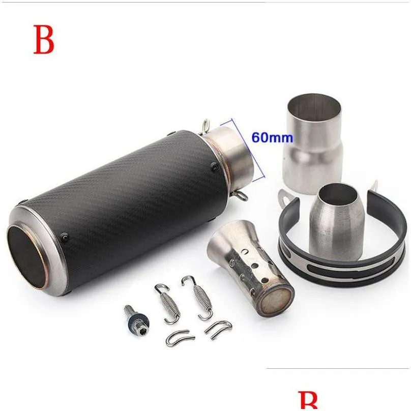 51mm/60mm motorcycle pipe exhaust with db killer motorcycle exhaust pipe muffler for mufflers carbon fiber1