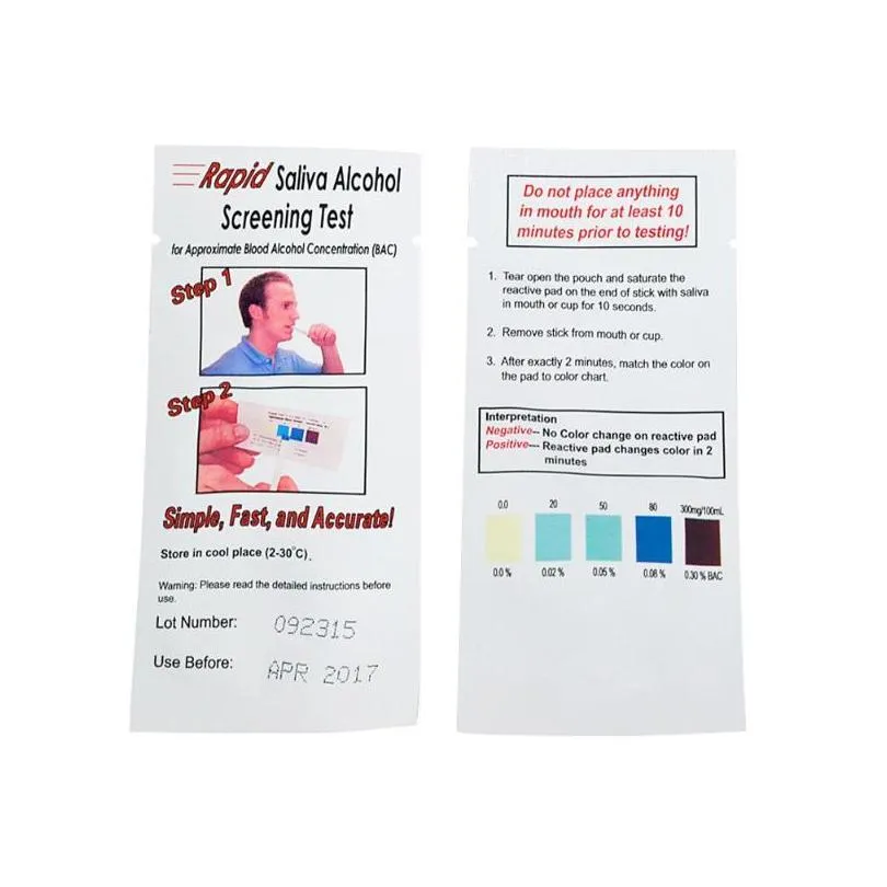 qualitied saliva alcohol test paper/disposable rapid screening alcoholism