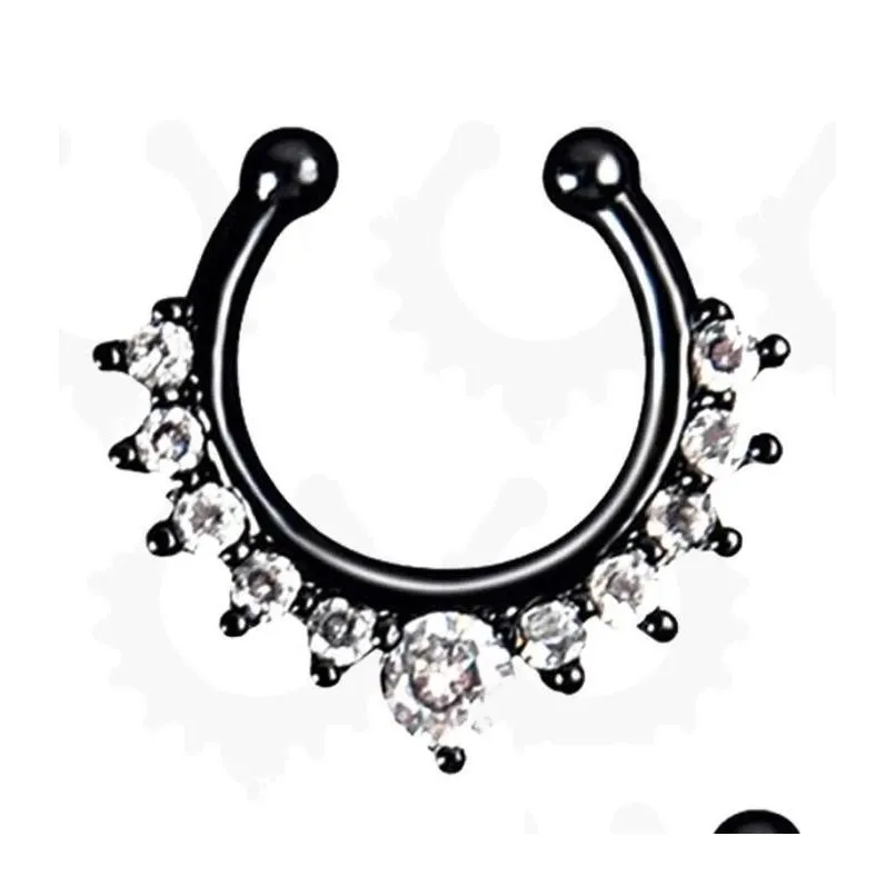 cshaped nose ring stainless steel nonperforated false nose rings sterling silver jewelry for women 6 colors