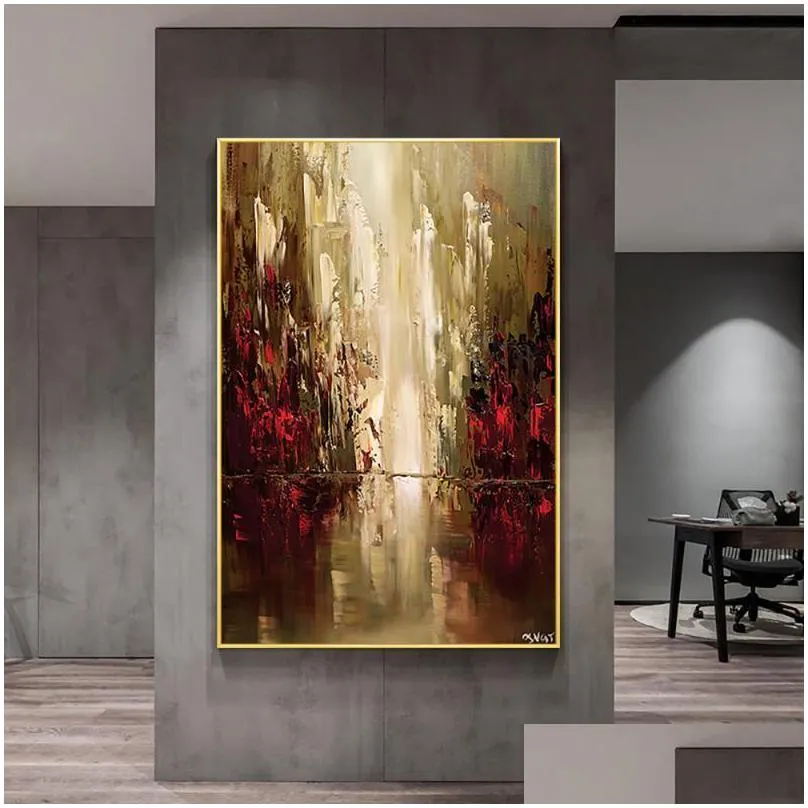 abstract oil painting handmade fall view brown modern wall art for home cuadros canvas paintings large salon decoration unframed