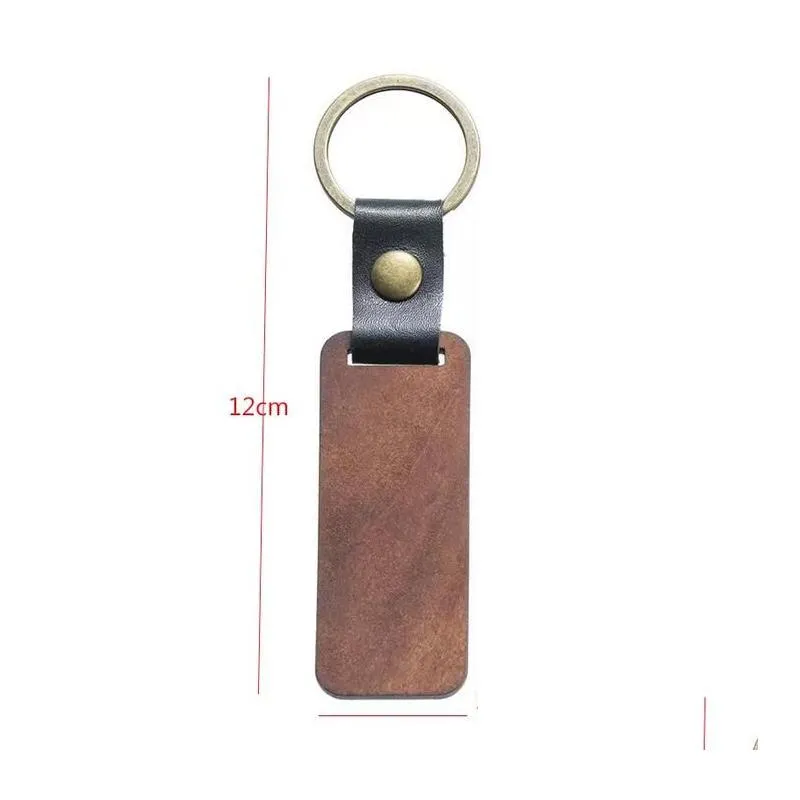 diy wooden keychain blank carved leather wood keychain pendant luggage decorative heart round key chain keyring