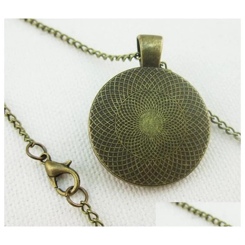 mandala flower of life pendant necklace vintage buddhism meditation cabochon glass time stone necklace for women men fashion jewelry