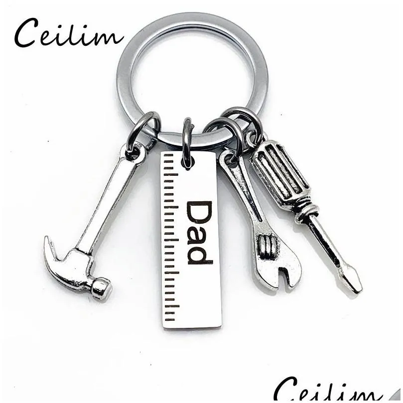 personalized diy stainless steel keychain keychain engraved dad papa grandpa hammer screwdriver wrench dad tools keychain fathers day