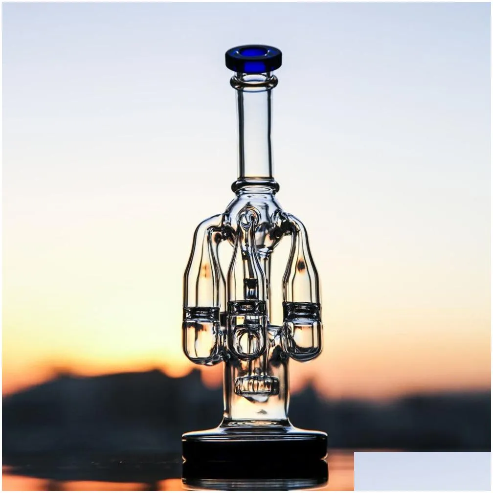 glass hookah bongs with 5 arms chamber recycler perc water pipe dab rig bubbler smoking shisha with 14mm joint