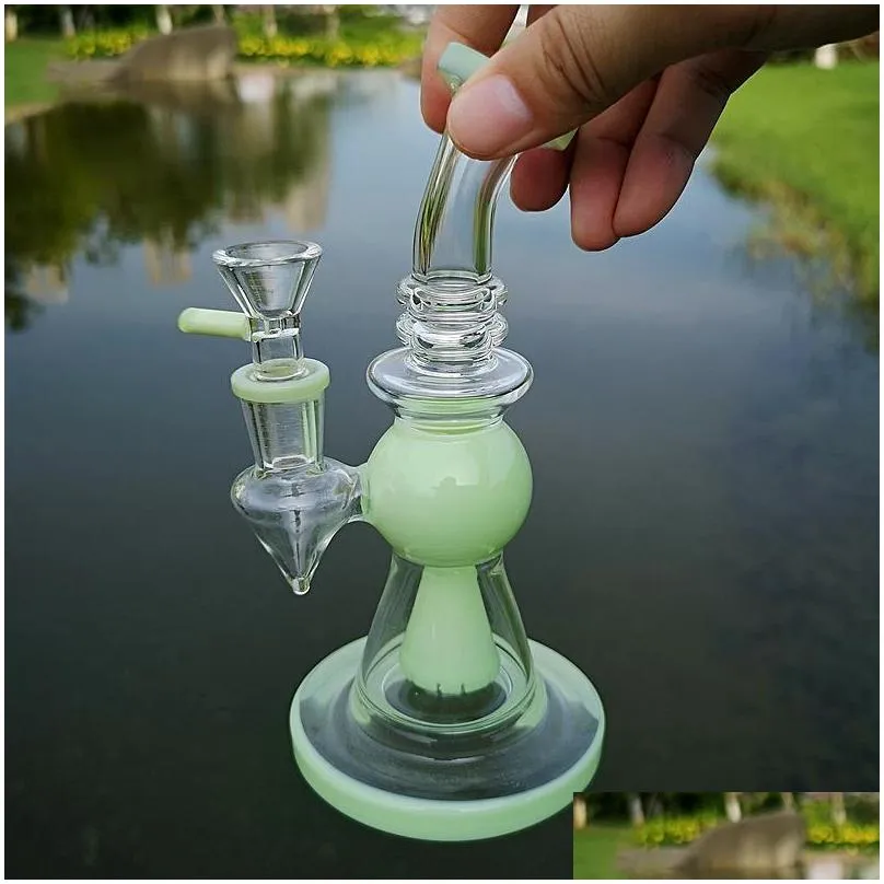 7 inch water glass bongs showerhead perc hookahs pyramid design heady glass oil rig short nect mouthpiece dab rigs xl275