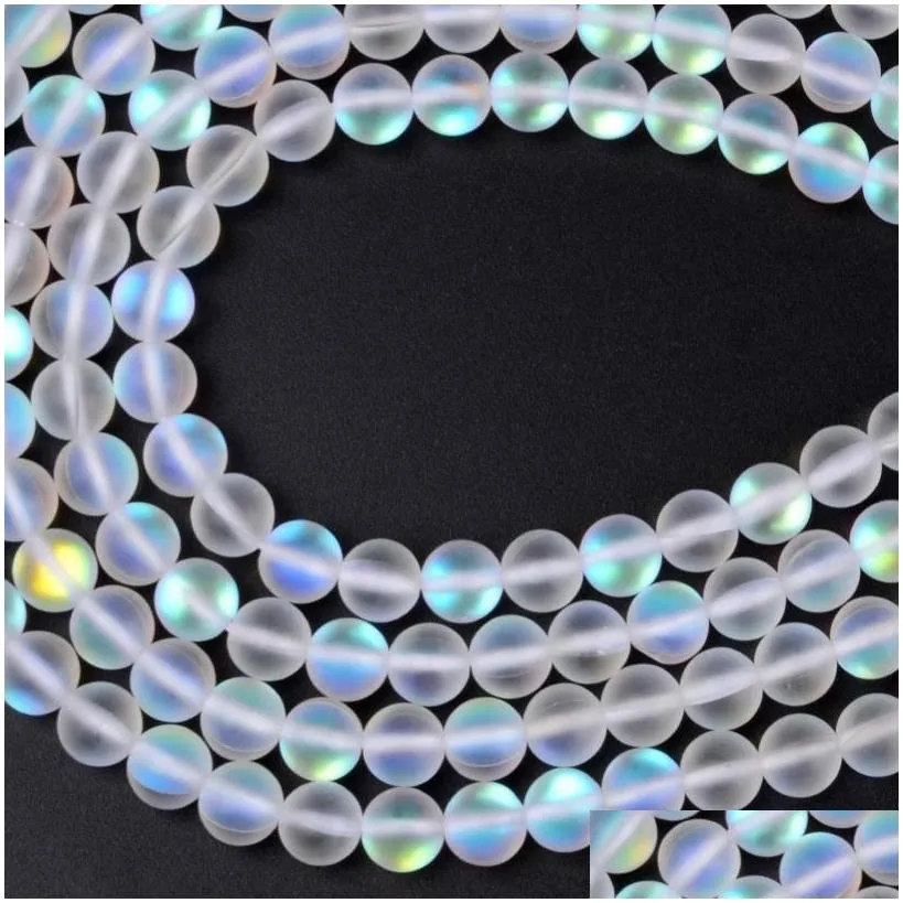 aadd matte white ab frosted austrian crystal round beads for jewelry making 6 8 10 12mm glitter moonstone beads diy bracelet