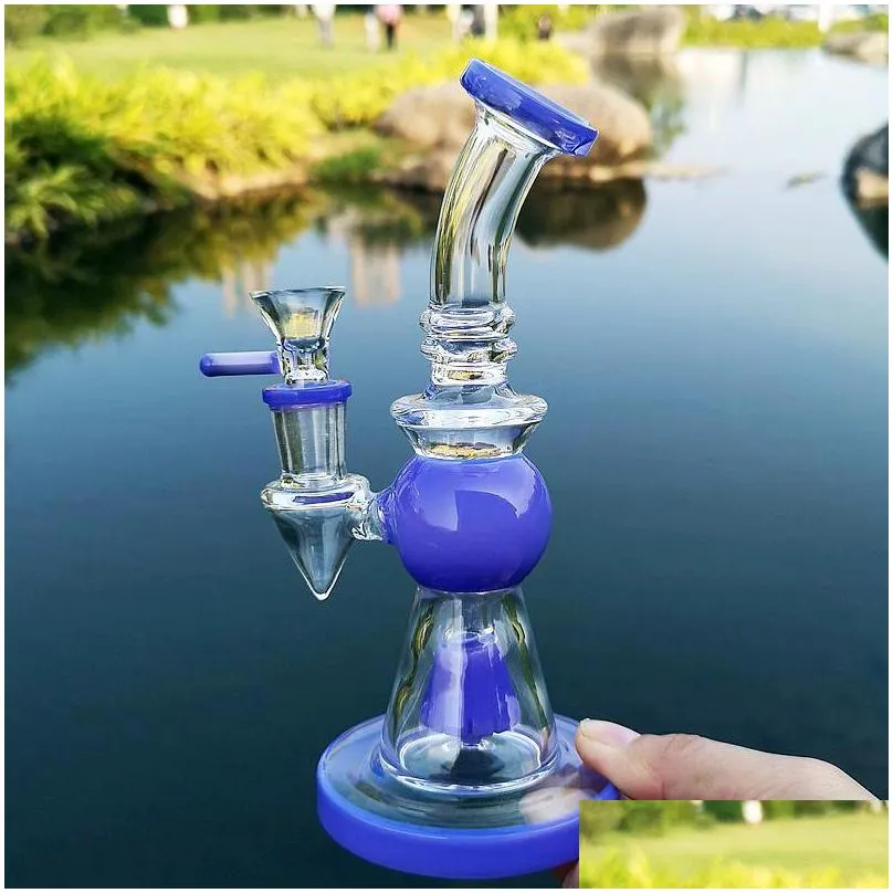 7 inch water glass bongs showerhead perc hookahs pyramid design heady glass oil rig short nect mouthpiece dab rigs xl275