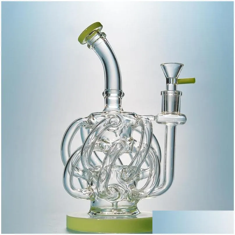 super cyclone glass recycler dab rig purple bong with 12 recycler tube water pipes vortex recycler glass water bongs 14mm joint oil
