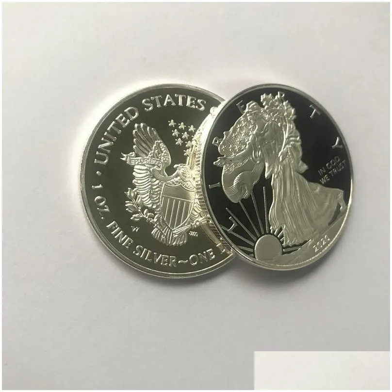 10 pcs non magnetic statue 1oz silver plated 40 mm commemorative american decoration non currency collectible coin