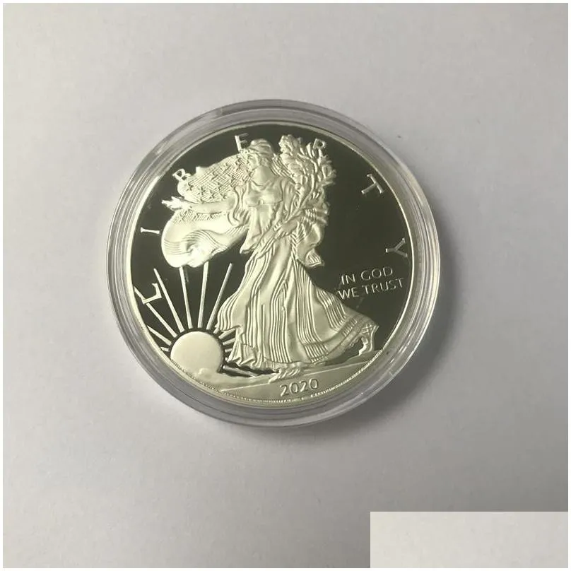 10 pcs non magnetic statue 1oz silver plated 40 mm commemorative american decoration non currency collectible coin