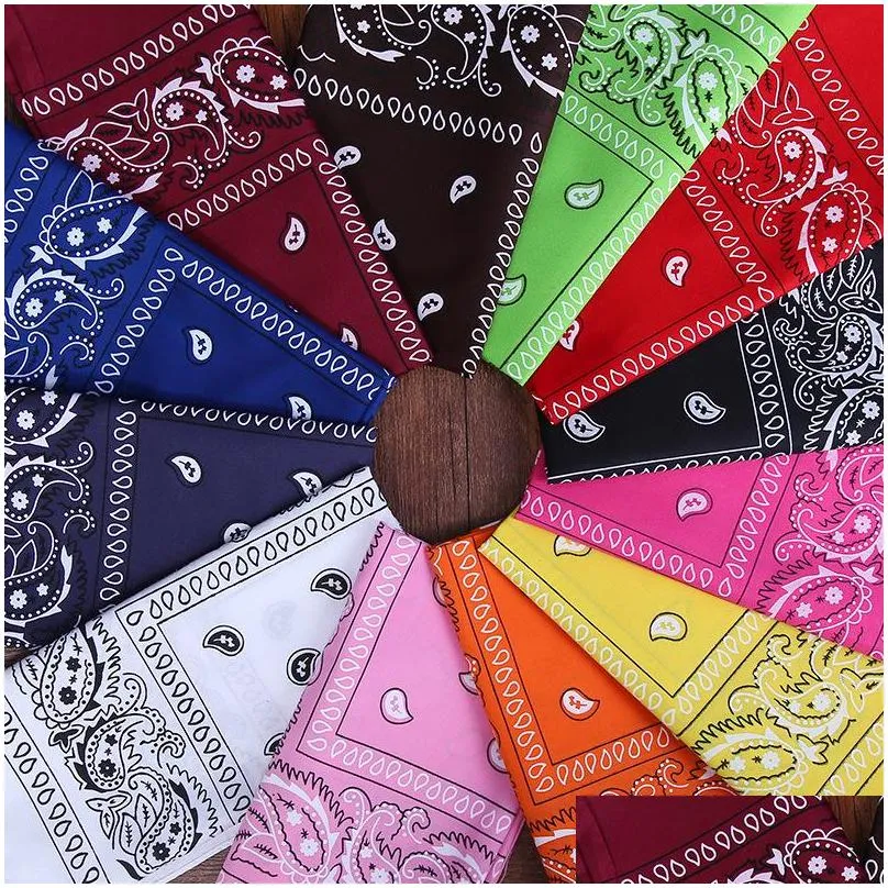 cotton square bandana gradient color rainbow paisley headband printed scarf head wrap hiphop scarf 55 x 55cm