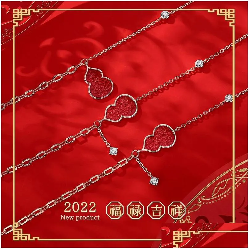  s925 sterling silver design zircon bracelet guochao benmingnian gourd necklace set year gift females fashion accessories