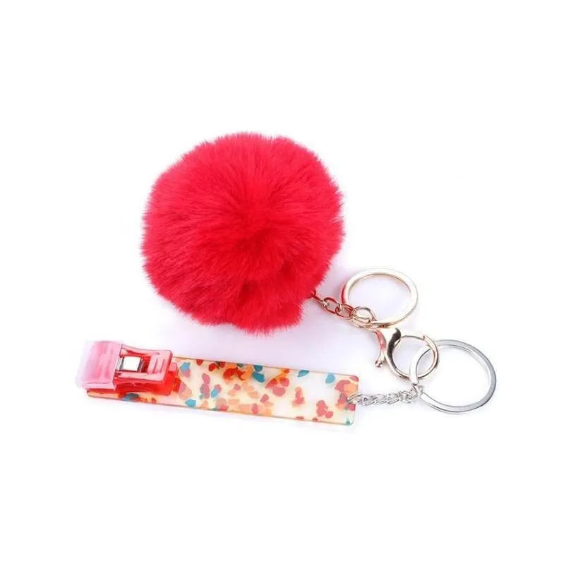 card grabber keychains for women long nails acrylic debit bank cards grabber key chain keyrings atm card clip pom ball