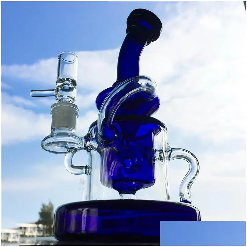 tornado hookahs recycler glass bong showerhead perc water pipes klein recycler dab rigs heavy base oil rig 14mm joint 4 colors smoking pipe