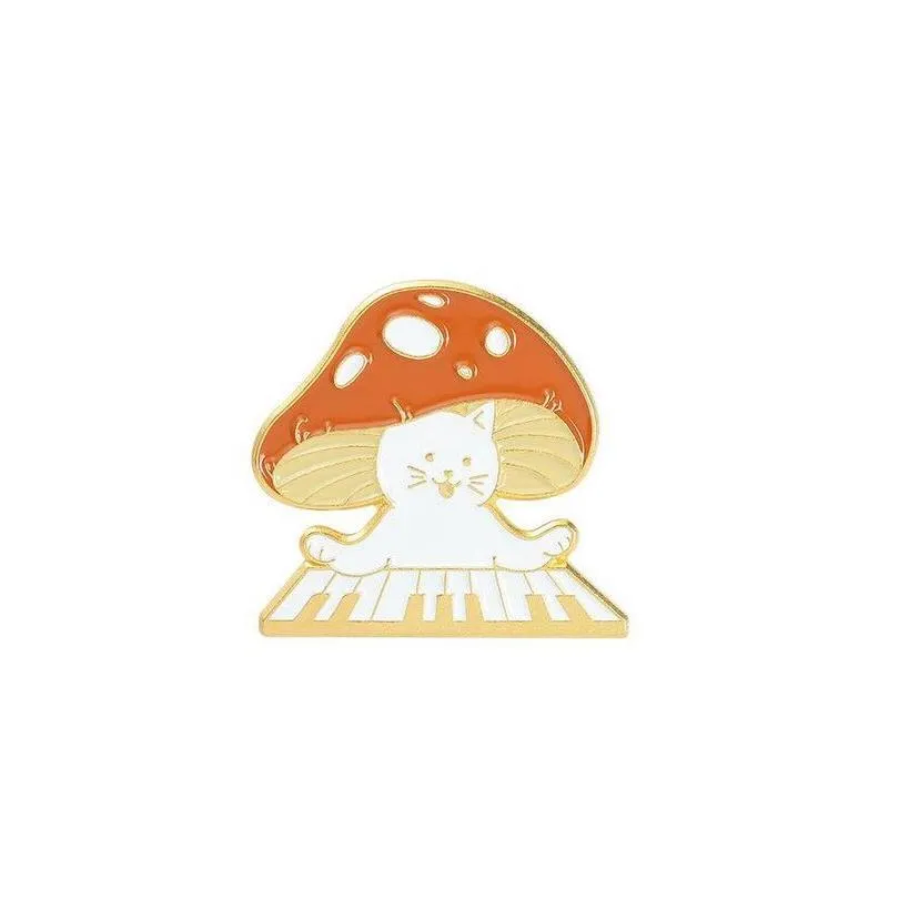 mushroom enamel badges brooch anime pins cute decorative on backpack cat concert lapel pins brooches back to school gift for clothes