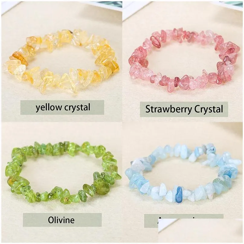 irregular chips strands natural stone bracelet asymmetry beads crystal quartz gravel stretch bracelets bangles for women girls