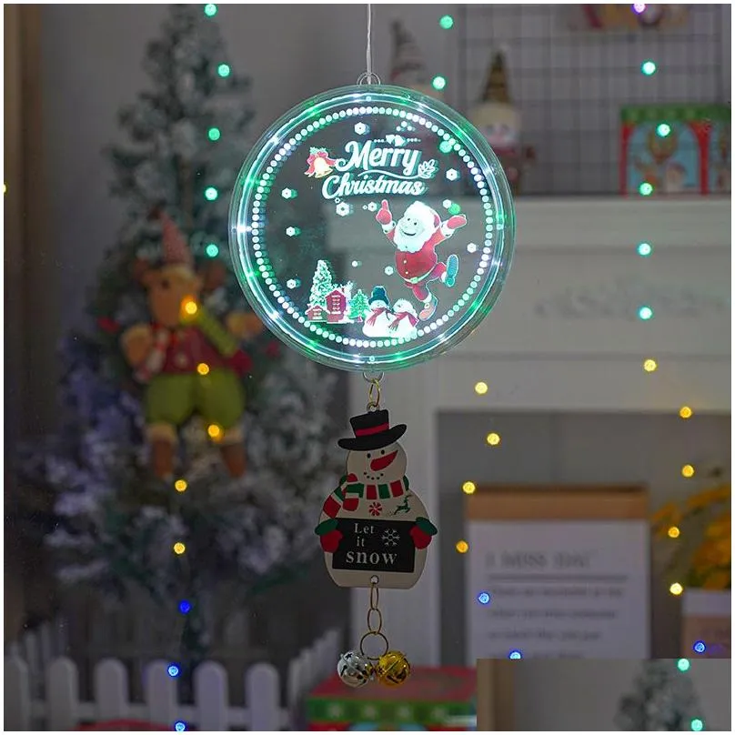  christmas decorations hanging light led santa claus tree music light