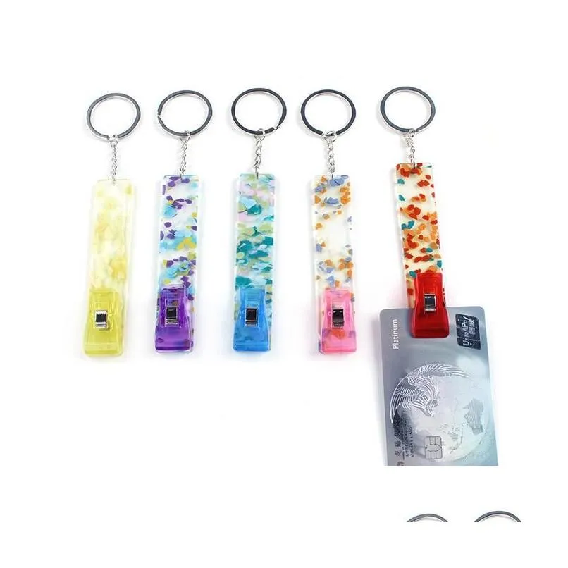 card grabber keychains for women long nails acrylic debit bank cards grabber key chain keyrings atm card clip pom ball