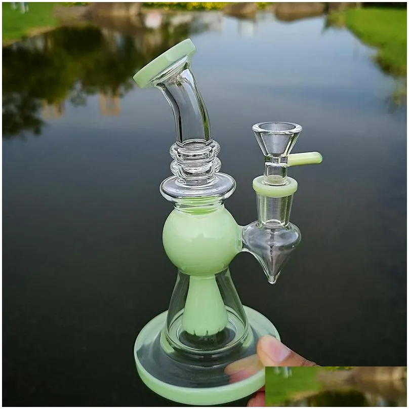 7 inch water glass bongs showerhead perc hookahs pyramid design heady glass oil rig short nect mouthpiece dab rigs xl275