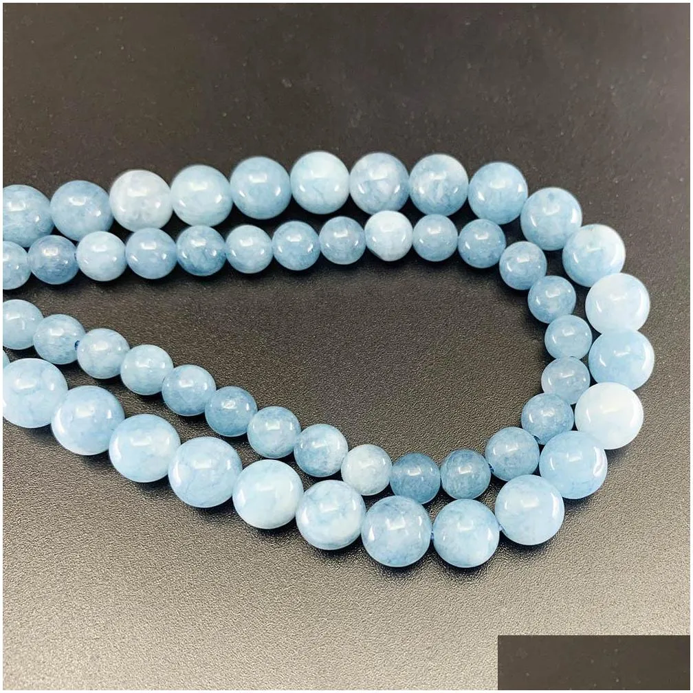 1 strand/lot 4/6/8/10/12mm natural aquamarin agat stone bead round loose spacer beads for jewelry making findings diy bracelet