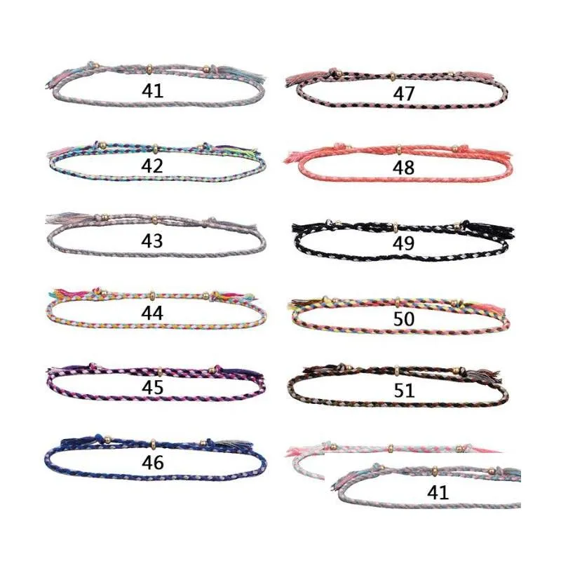 52colors handmade woven braided rope friendship bracelet beach bohemian polyester thread weave string bracelets for women men christmas gift