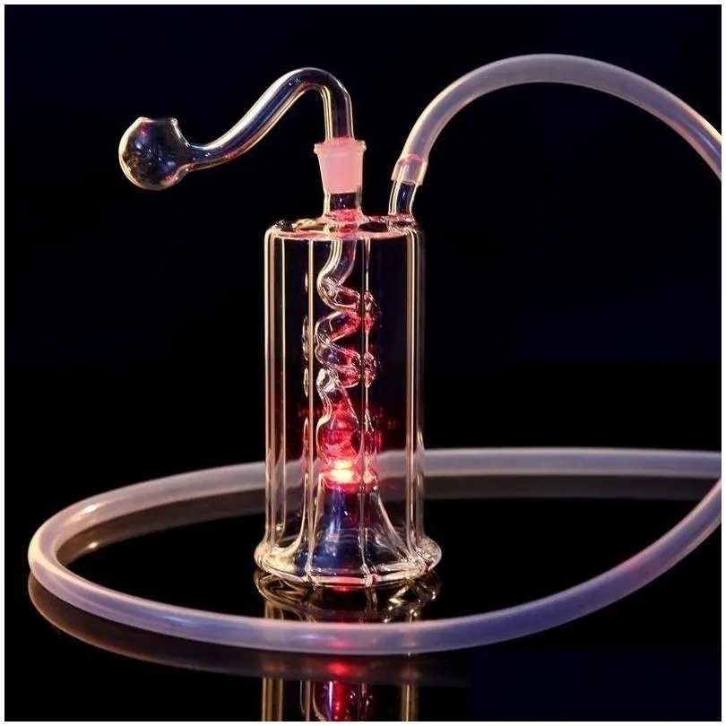 led hookah glass pipe color change light bongs dab oil rig percolater bubbler water pipes portable shisha oil hookahs ash with tobacco