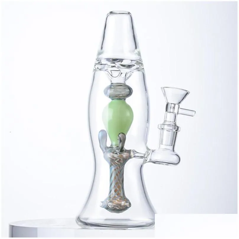 lava lamp hookahs beaker bong 9 inch glass bongs 14mm female joint oil dab rigs 5mm thick water pipes with glass bowl