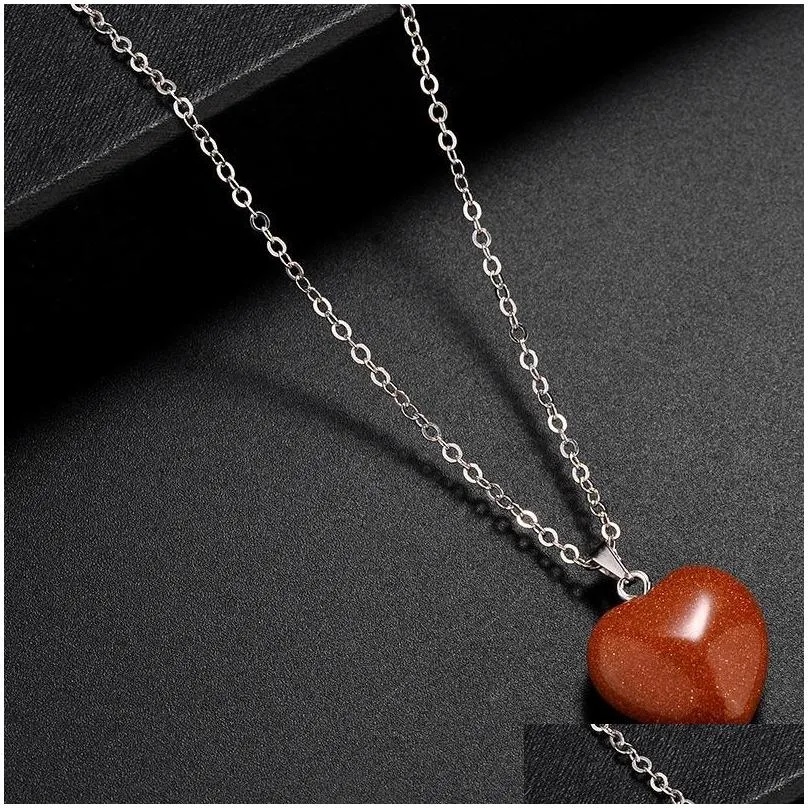 natural quartz necklace pendant chakra stone heart power healing reiki fashion jewelry for women/men unisex