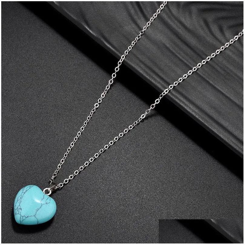 natural quartz necklace pendant chakra stone heart power healing reiki fashion jewelry for women/men unisex