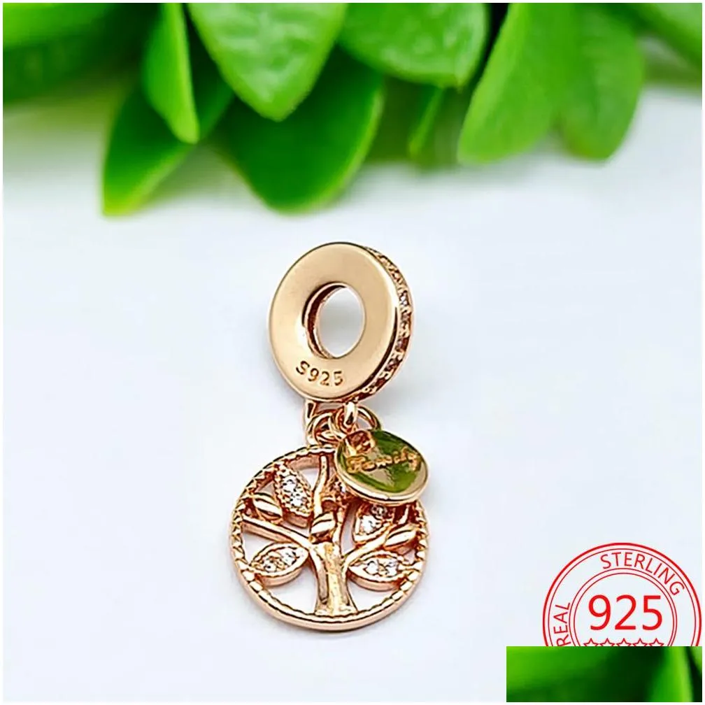  925 sterling silver rose gold transparent charm cherry blossom pendant for pandora bracelet diy womens jewelry gift