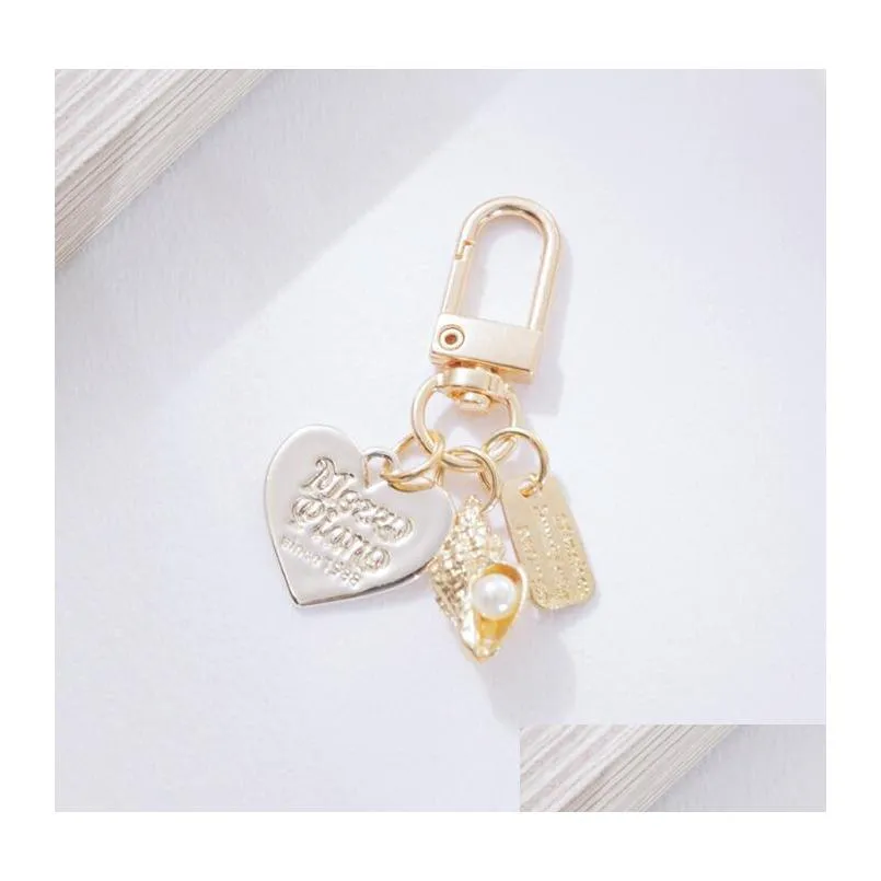 love letter shell conch pearl keychain girl bag hanging charm car keyring gift for lover trinket