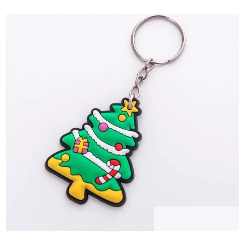 christmas keychains pendant creative cartoon santa claus snowman keyring luggage decoration key chain gift