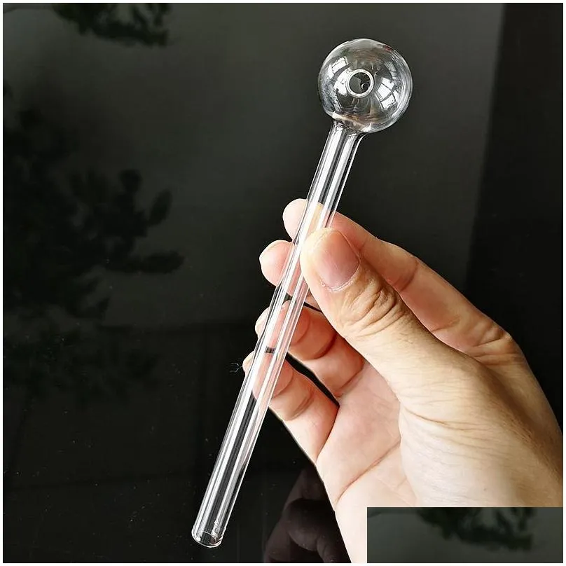 4 inch 6 inches clear pyrex glass oil burner pipes mini small spoon pipe tobacco straight smoking accessories sw38