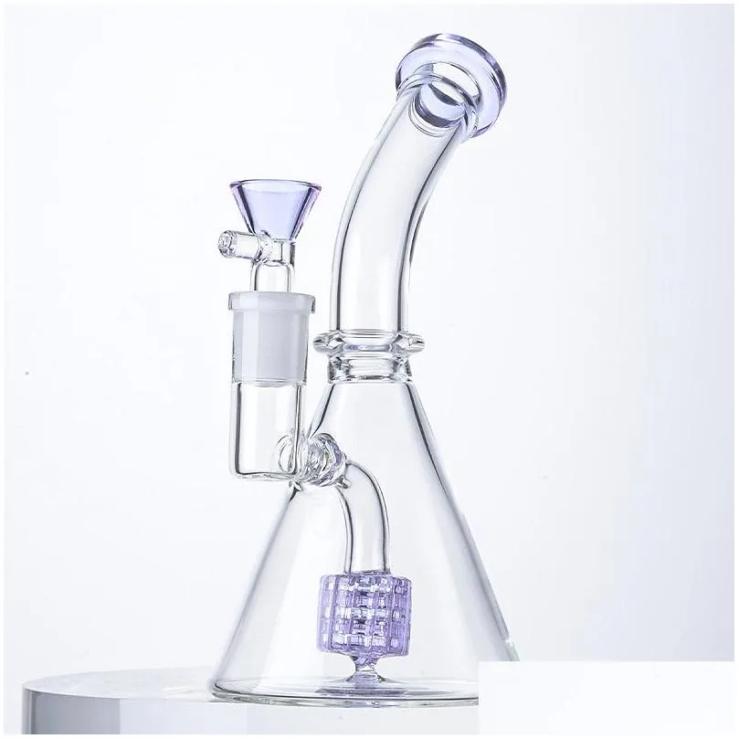 14mm female hookah water pipes dab rig oil rigs with bowl glass bong 14mm joint showerhead perc pink purple blue green option