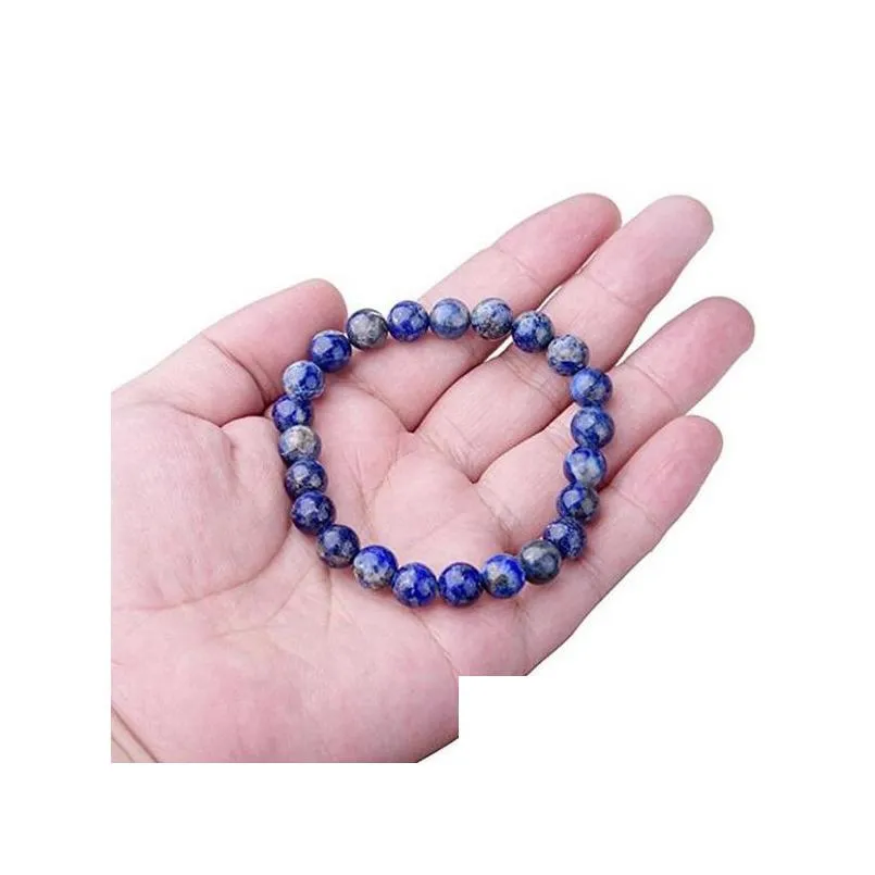 natural 8mm gorgeous lapis lazuli healing crystal stretch beaded bracelet for unisex freindship gift handmade jewlerry