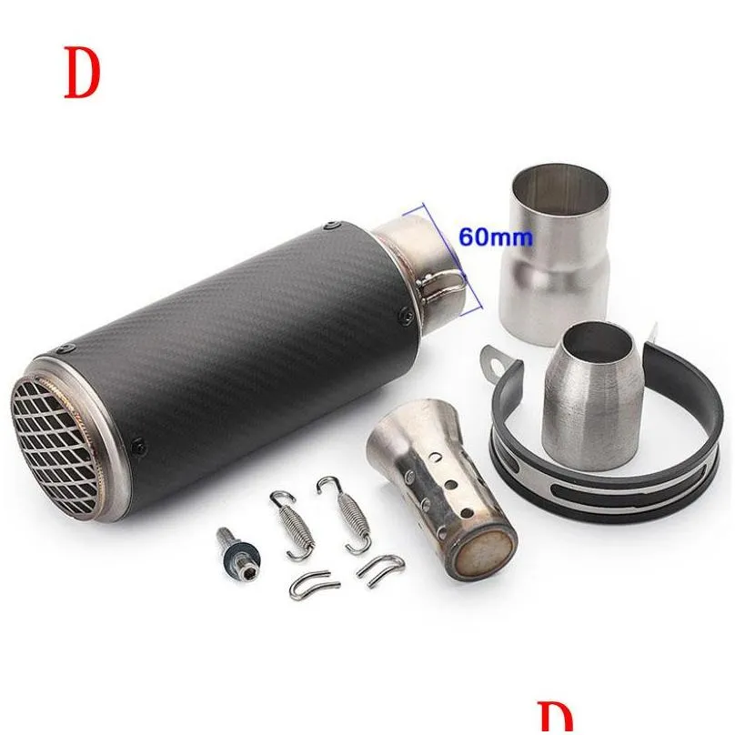 51mm/60mm motorcycle pipe exhaust with db killer motorcycle exhaust pipe muffler for mufflers carbon fiber1