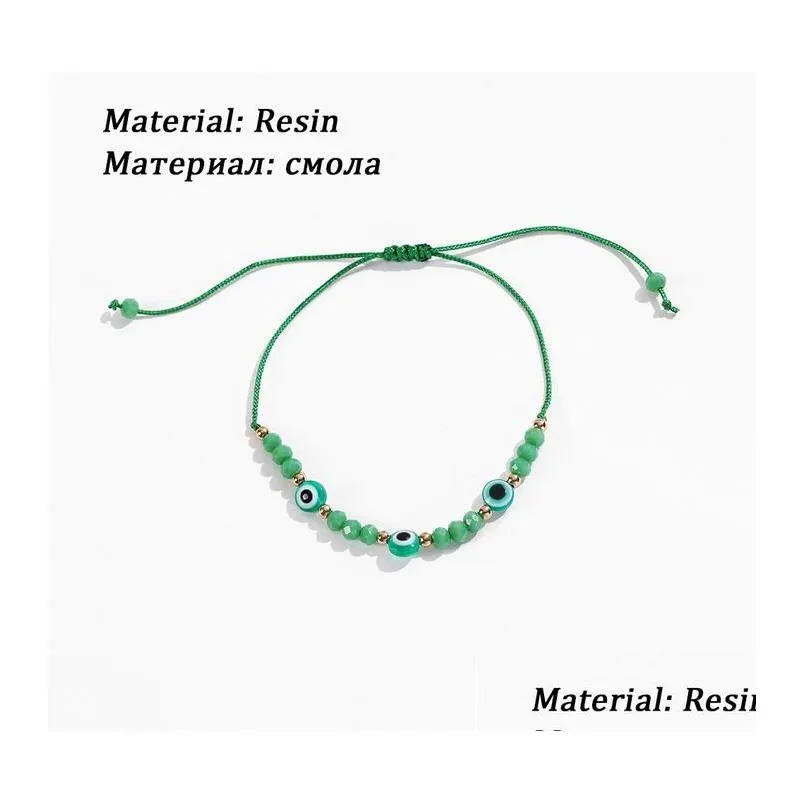 blue evil eye beaded strands bracelets women handmade rope chain crystal lucky eyes beads bracelets girl party jewelry gift 12pcs/set