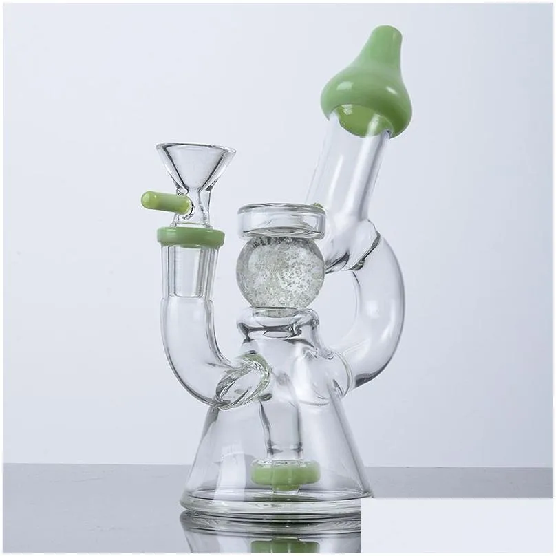 glow in the dark hookahs slitted donut perc percolator showerhead glass water bongs dab rigs oil rig smoking accessories with bowl