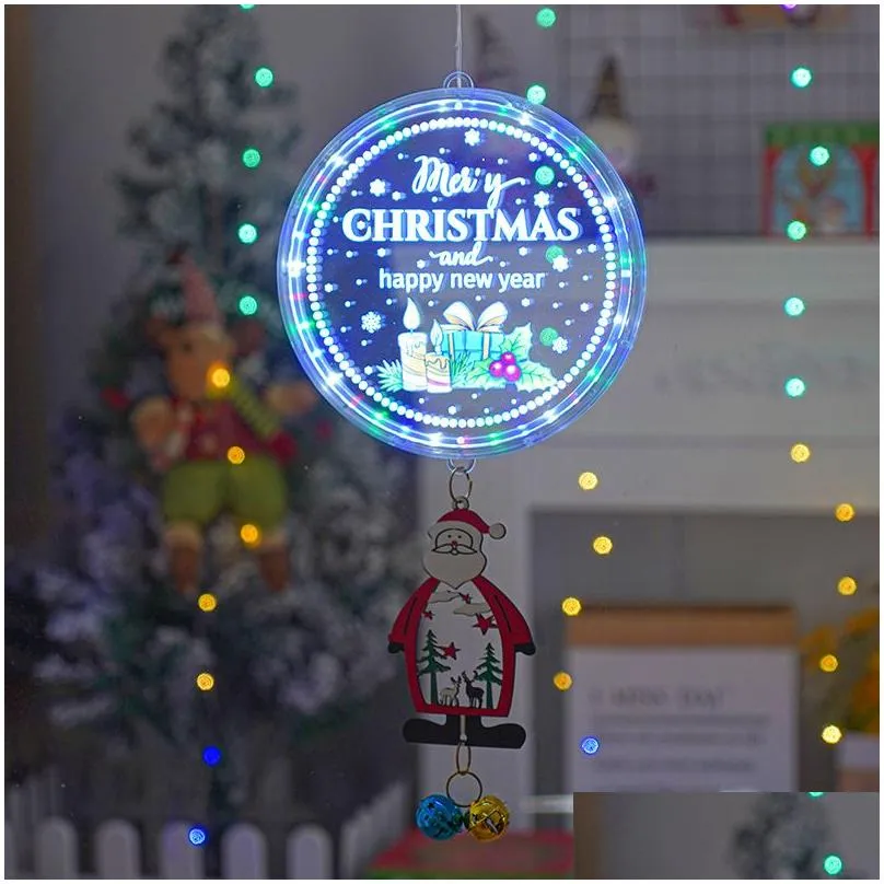  christmas decorations hanging light led santa claus tree music light