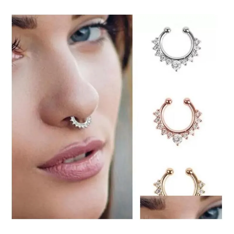cshaped nose ring stainless steel nonperforated false nose rings sterling silver jewelry for women 6 colors