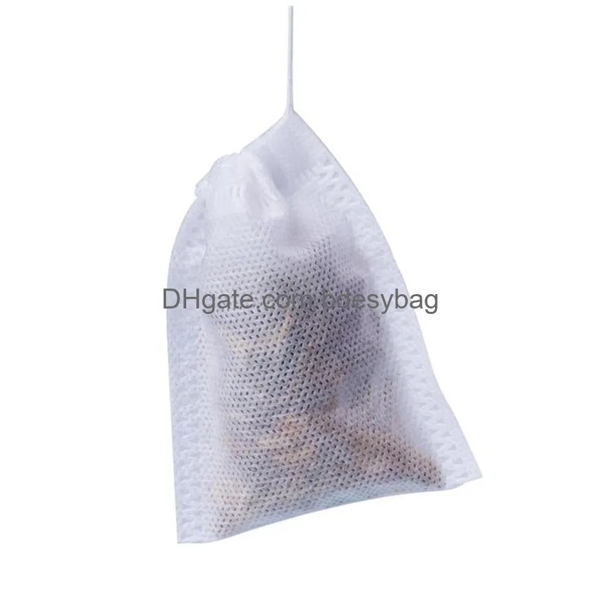 100pcs lot tea filter bags coffee tools non woven disposable drawstring infuser string seal filters bag for drinkware