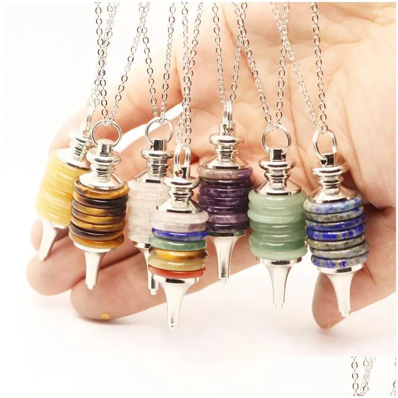 pendant necklaces classic conical necklace natural stone semi gem slice splice unisex crystal collar party jewelry