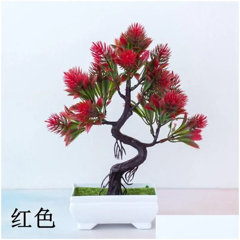 decorative flowers 15heads artificial small pine tree plastic bonsai christmas year festival party supplies home decoration fake