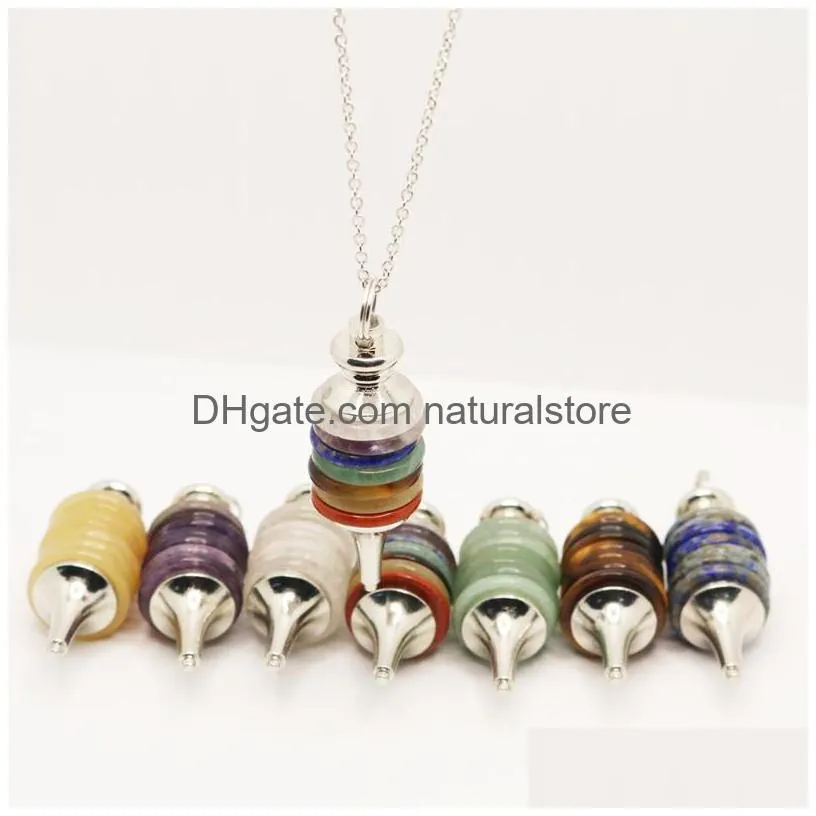 pendant necklaces classic conical necklace natural stone semi gem slice splice unisex crystal collar party jewelry